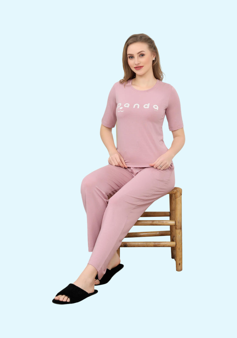 APLUS PINK PLAZO NIGHT SUIT A