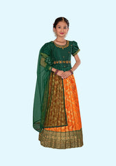 New Traditional Musterd and Green Ethnic Wear for Girls Lehenga with Dupatta