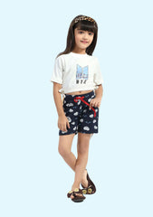 Girls Printed T-Shirt with Shorts all Cotton Blend