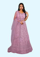 Embroidered Semi Stitched Lehenga Choli (Pink)