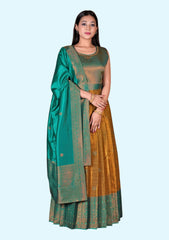 Ethnic Motifs Woven Design Banarasi Silk Ethnic Gown With Dupatta D.No.18551, 18552, 18547