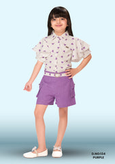 Girls Conversational Printed Top With Shorts D.no:134  Green