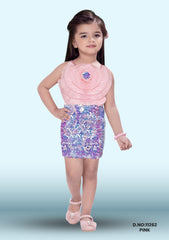 Girls Sequin Partywear Dress D.no:11262 Pink
