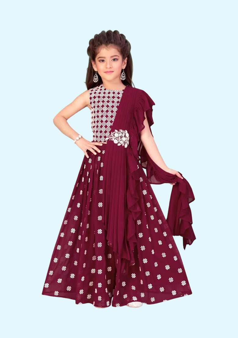 Readymade kids dresses beautiful girls Red western wear collection