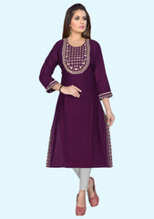 Women Embroidered Viscose Rayon Straight Kurta