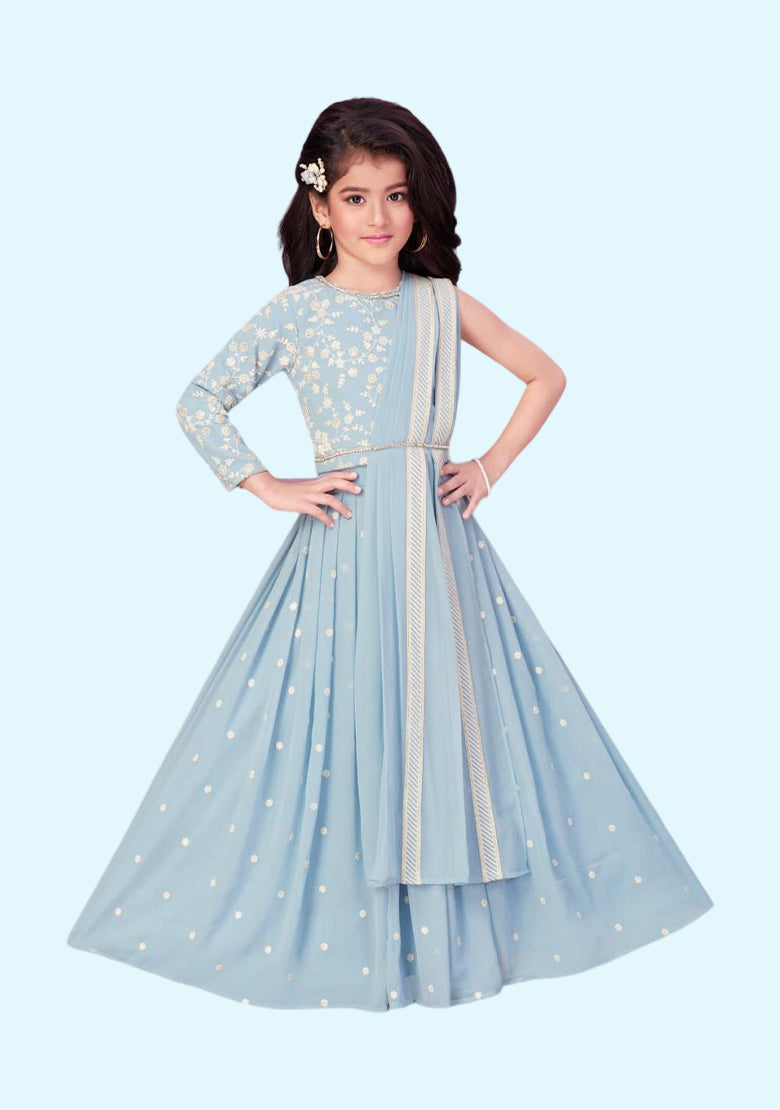 Readymade kids dresses beautiful girls Light Blue western wear collection