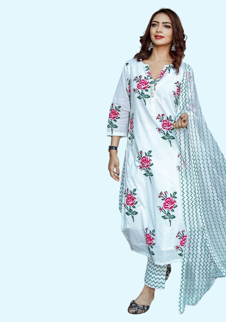 Women's Cotton Floral Printed Suit Set