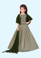 Readymade kids dresses beautiful girls Green western wear collection