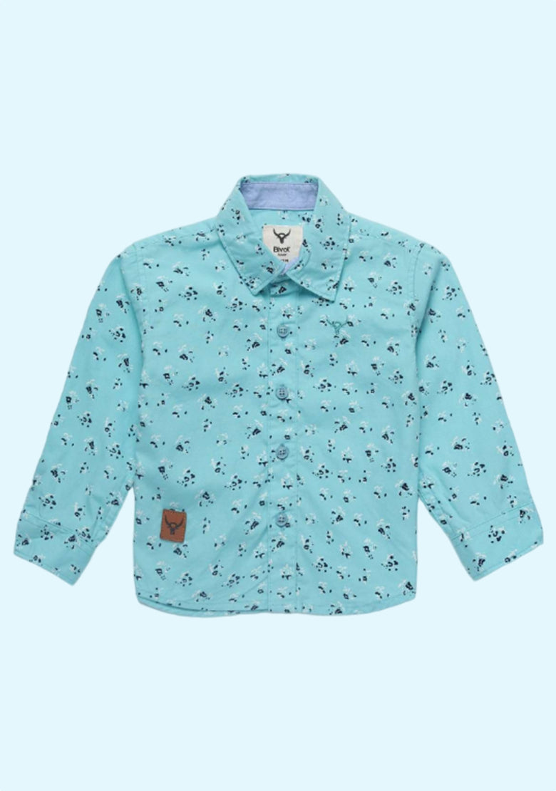 Printed Cotton Light Blue Shirt