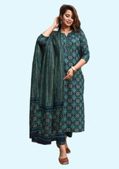 Women Block Printed Kurta Set with Dupatta