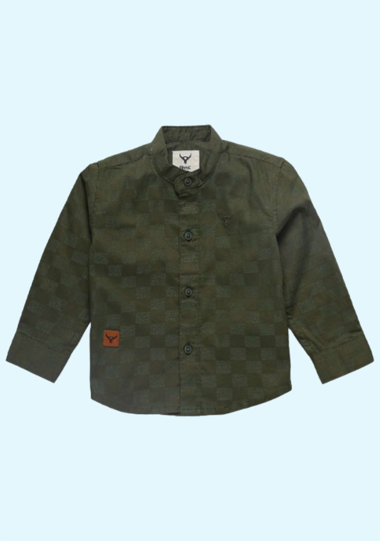 Made In The Shade Boys Solid Festive Dark Green Shirt