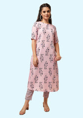 Peegli Indian Women Kurta Printed Cotton Kurti A-Line 3/4 Sleeves Dress for Her