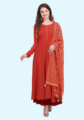 Shifa Collection Women's Cotton Blend Straight Printed Kurta with Plazzo & Dupatta