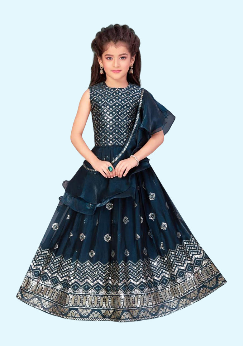 Readymade kids dresses beautiful girls Green western wear collection