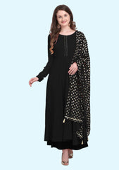 Shifa Collection Women's Cotton Blend Straight Printed Kurta with Plazzo & Dupatta