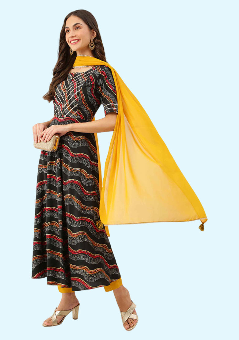 Grab The Fab Women's Poly Crepe Kurta with Dupatta