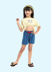 Girls Printed T-Shirt with Shorts all Cotton Blend