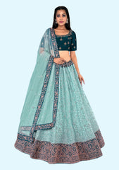 Women Embroidered Semi-stitched  Lehenga Choli Set with Dupatta