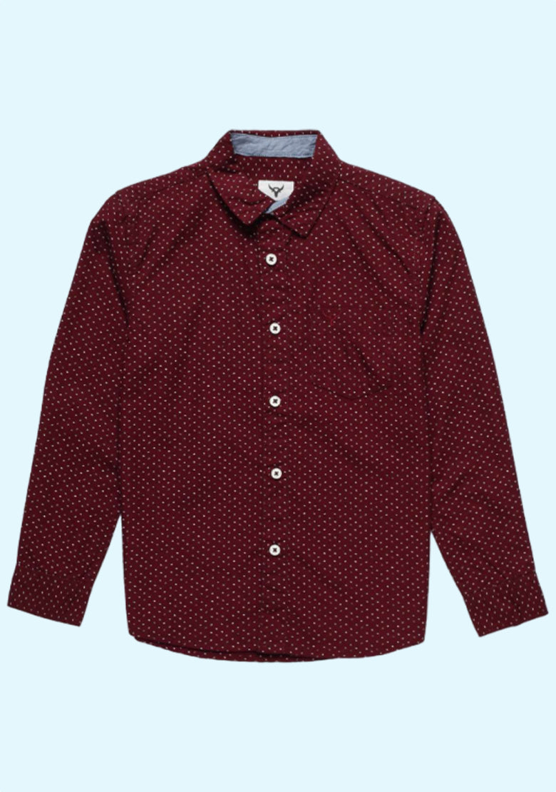 Cotton Printed Maroon Full Sleeve Casual Shirt For Men With Pocket
In Stock