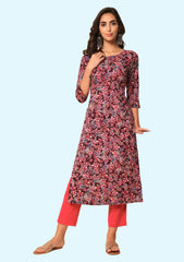 Shassa Floral Print, Self Design Kurta, Palazzo & Dupatta Set