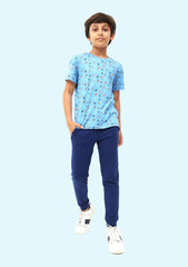 Travel Print T Shirt with Navy Pants