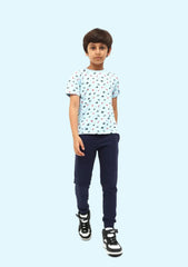 Voyage Print T Shirt with Navy Pants