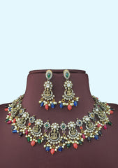 Victoria Necklace Multicolor Neckpiece With Earring Set