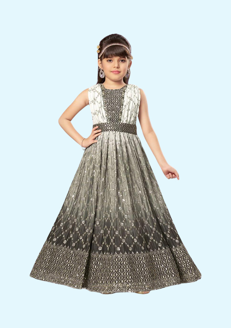 Readymade kids dresses beautiful girls White and Grey western wear collection