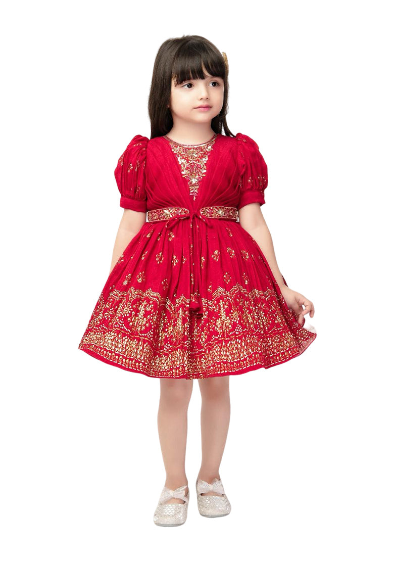 Enchanted Garden Silk Party Frock (Gown) for Girls