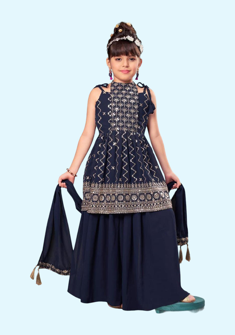 Readymade kids dresses beautiful girls Blue western wear collection