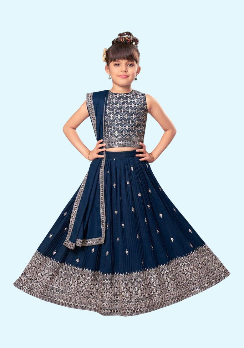 Readymade kids dresses beautiful girls Blue western wear collection