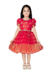 Ruby Radiance: Festive Anarkali Gown for Girls