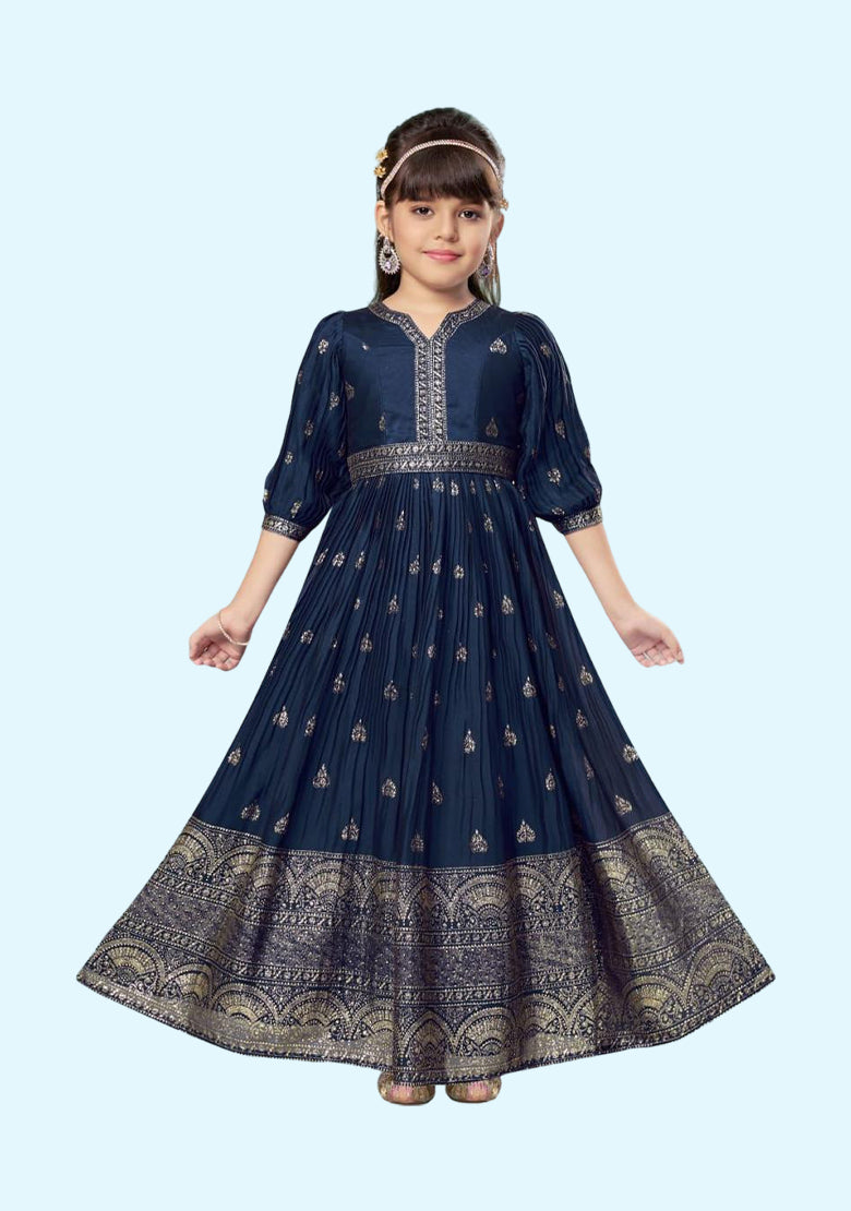 Readymade kids dresses beautiful girls Blue western wear collection