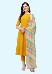 Grab The Fab Women's Poly Crepe Straight Kurta with Pant and Duppata