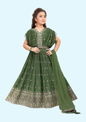 Readymade kids dresses beautiful girls Green western wear collection