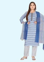 Women Printed Pure Cotton Kurta Pant Dupatta Set