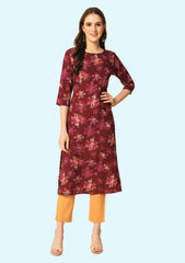 Women Printed Crepe Straight Kurta1