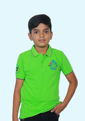 Boys Eye-Catching Neon Green Polo Collar T-Shirt