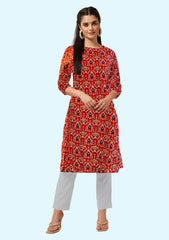 Women Printed Crepe Straight Kurta  (Multicolor) 1