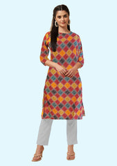 Women Printed Crepe Straight Kurta  (Multicolor) 1