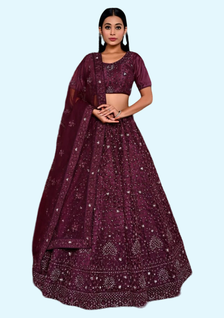 Women’s Party Wear Semi Stitched Lehenga And Unstitched Blouse With Dupatta