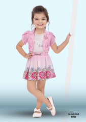 Littel Girl Frock Dress D.no: 160 Pink, Peach