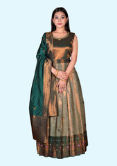 Ethnic Motifs Woven Design Banarasi Silk Ethnic Gown With Dupatta D.No.18551, 18552, 18547