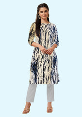 Women Printed Crepe Straight Kurta  (Multicolor) 2