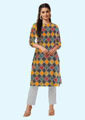 Women Printed Crepe Straight Kurta  (Multicolor) 2