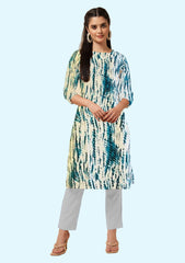 Women Printed Crepe Straight Kurta  (Multicolor) 2