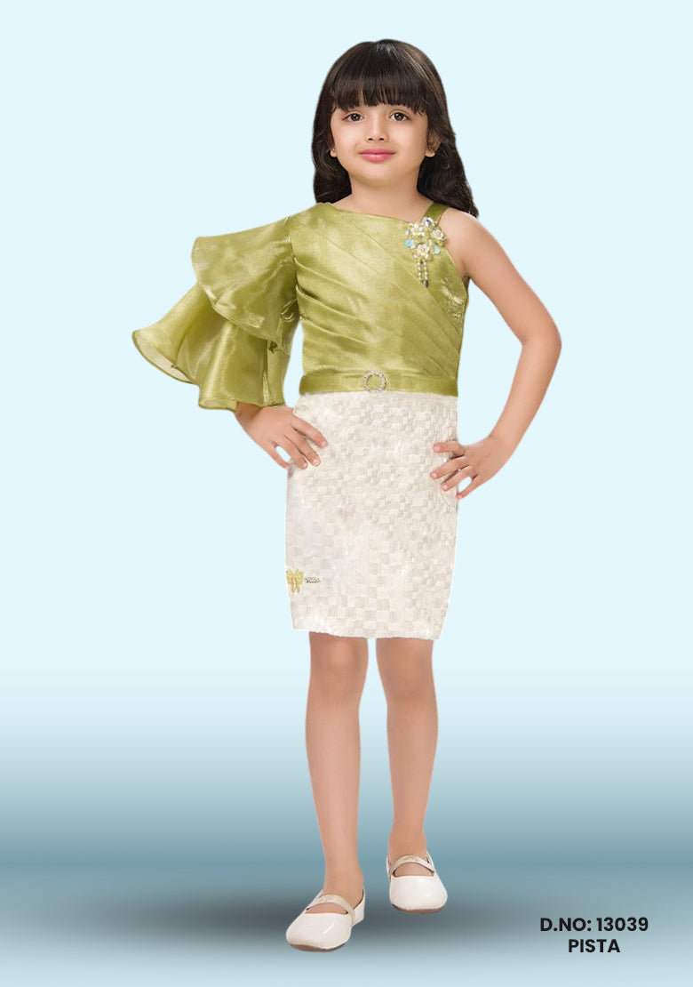 Party Wear Frocks For Girls D.no: 13039 Pista