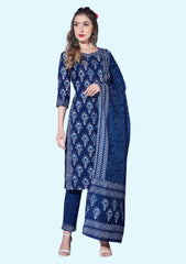 N.Blue V Neck Kurta Sets