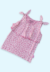 Girls Printed Frill Top