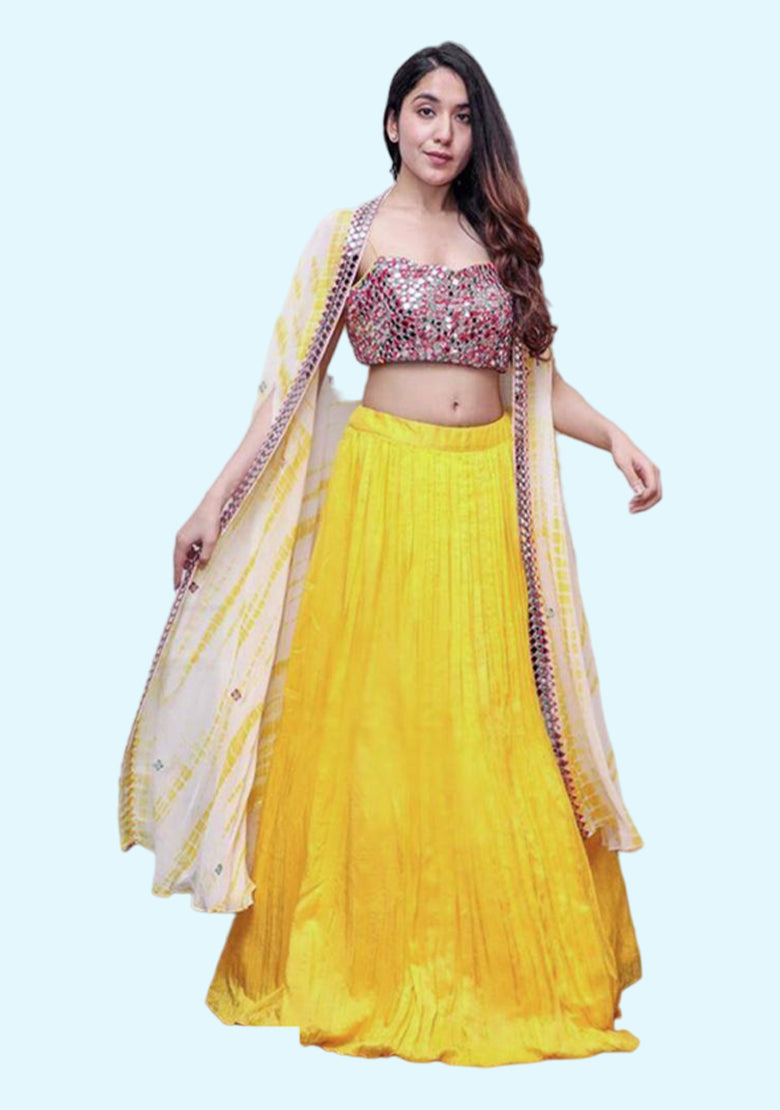 Embroidered Semi Stitched Lehenga Choli